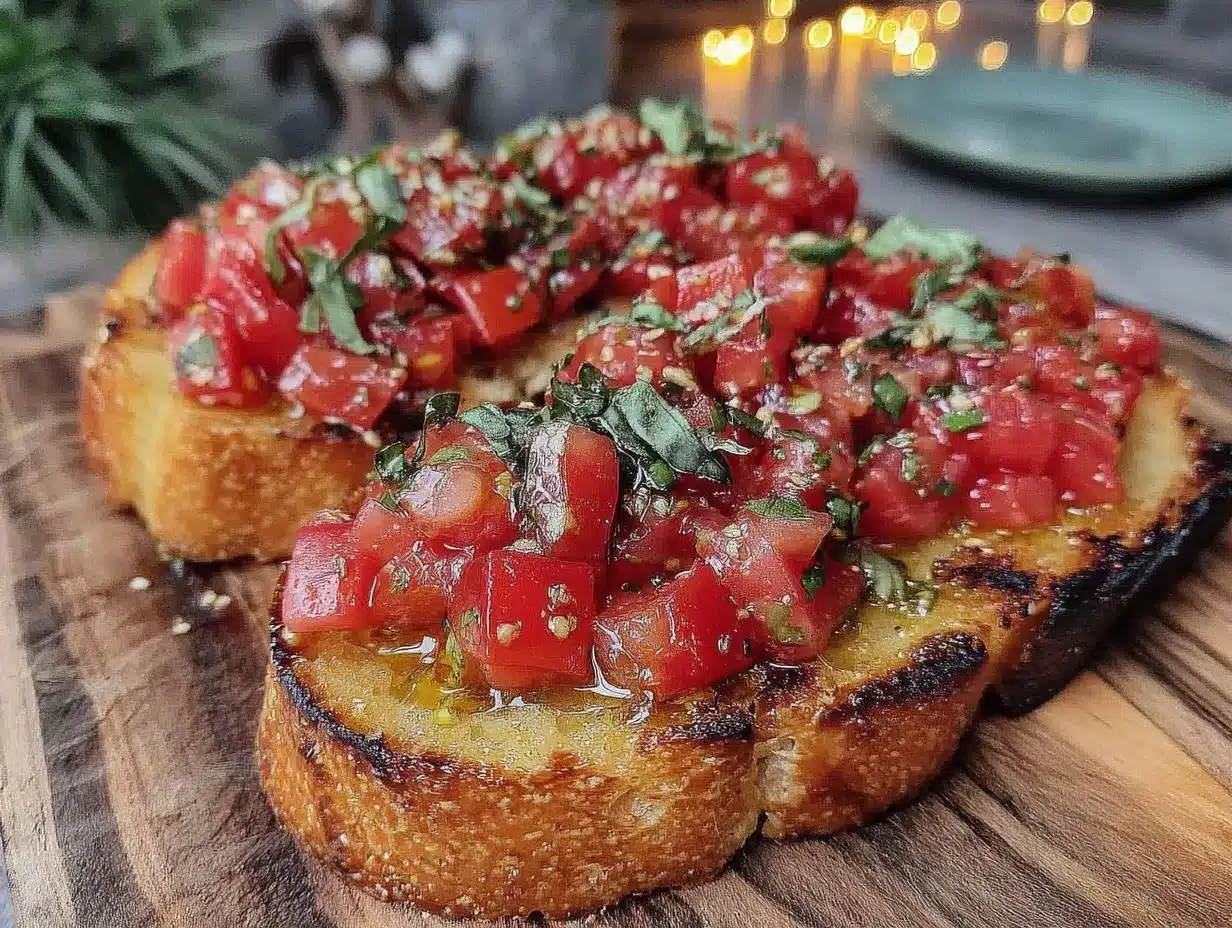 Bruschetta: 3 Zutaten, kein Fehler 4 Bruschetta mit Tomaten und Basilikum preparation steps