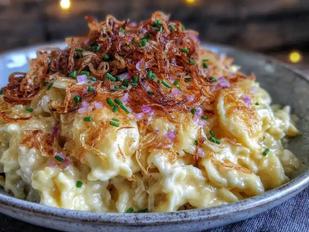 Einfache Käsespätzle mit Röstzwiebeln - featured image