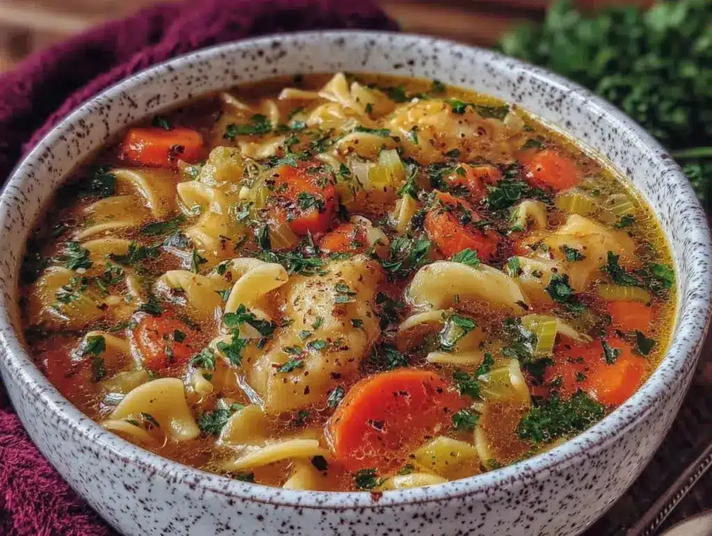 einfache Nudelsuppe mit Suppengrün - featured image