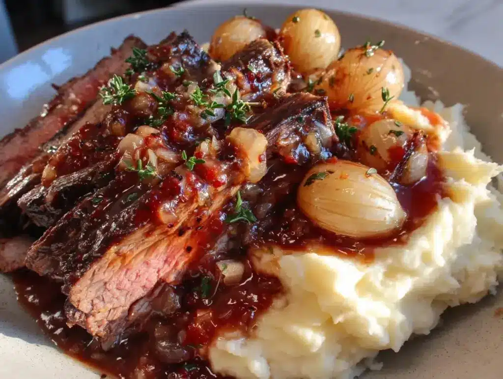 Einfacher Rinderbraten mit Rotweinsoße - featured image