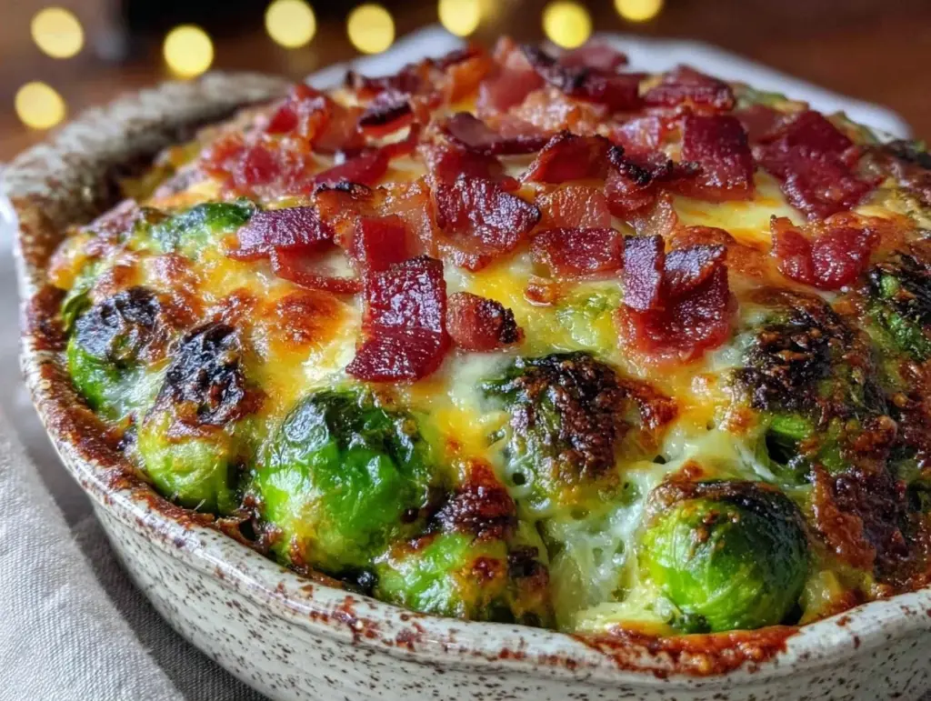 einfacher Rosenkohl-Auflauf mit Speck und Käse - featured image