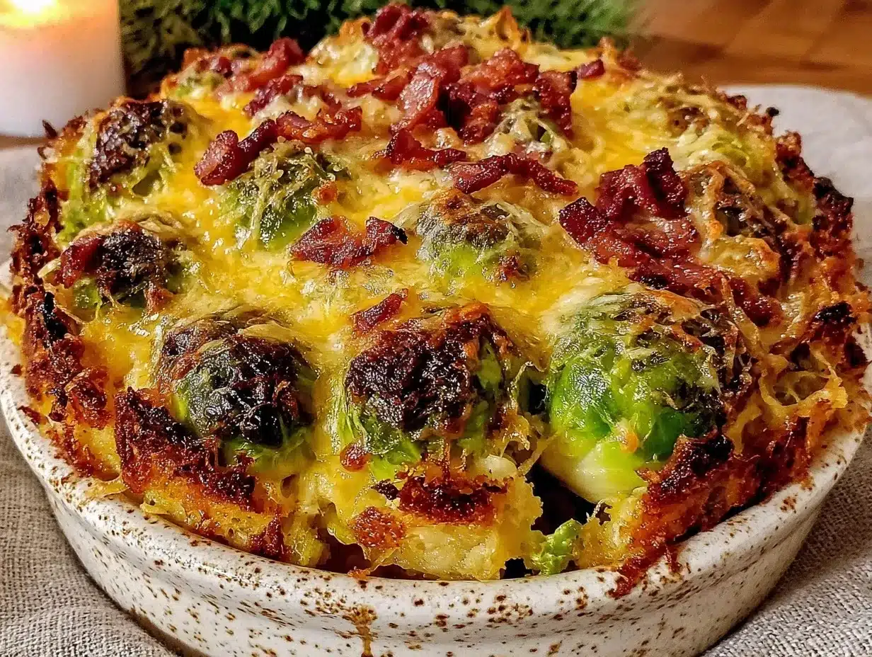 Einfacher Rosenkohl-Auflauf mit Speck und Käse: 4 Zutaten, kein Fehler 4 einfacher Rosenkohl-Auflauf mit Speck und Käse preparation steps