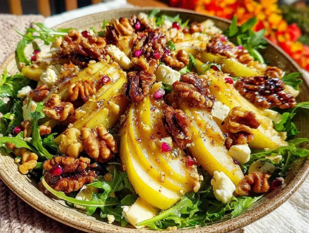 Erntedankfest Birnen-Walnuss-Salat mit Gorgonzola - featured image