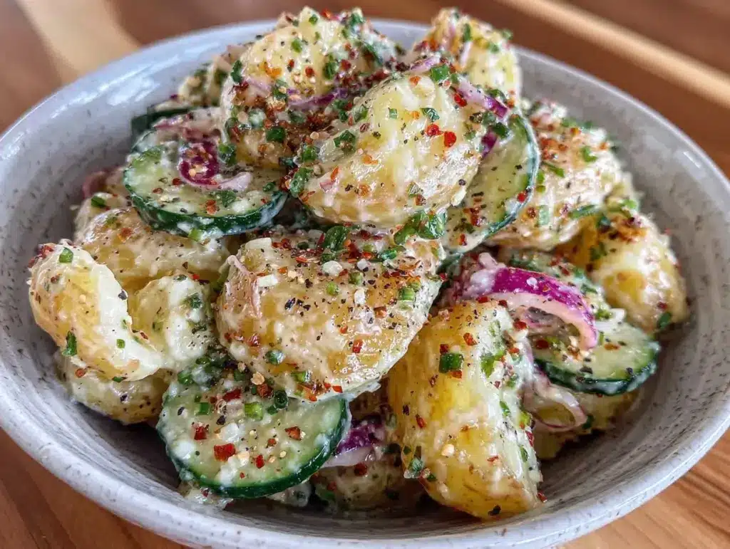 Klassischer Kartoffelsalat mit Gurken - featured image