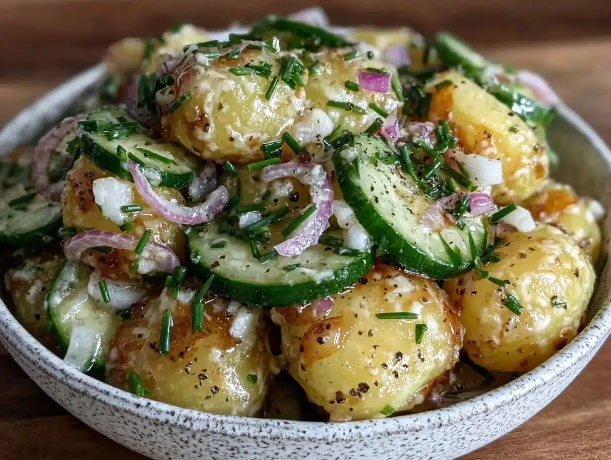 Klassischer Kartoffelsalat mit Gurken: 4 Zutaten, kein Fehler 4 Klassischer Kartoffelsalat mit Gurken preparation steps