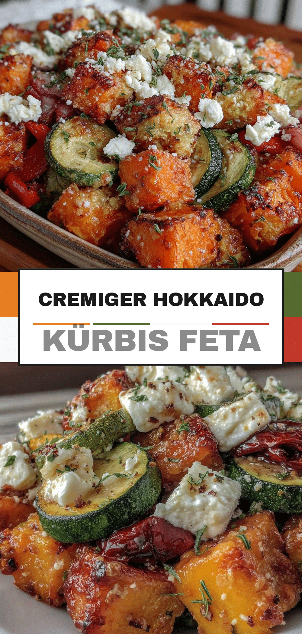 Einfaches Ofengemüse: 3 Zutaten, 1 Blech 5 Ofengemüse mit Hokkaido Kürbis und Feta recipe