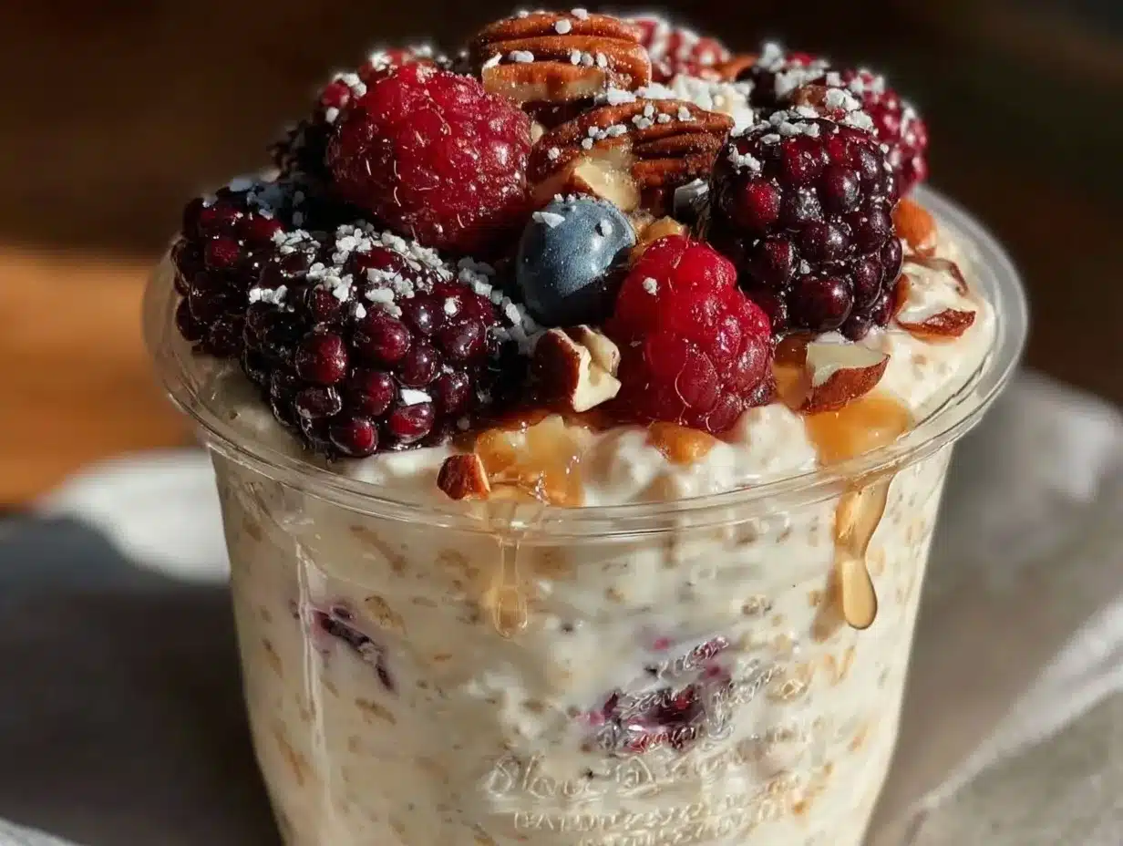 Overnight Oats: Perfekt & Einfach 4 Overnight Oats mit Beeren preparation steps
