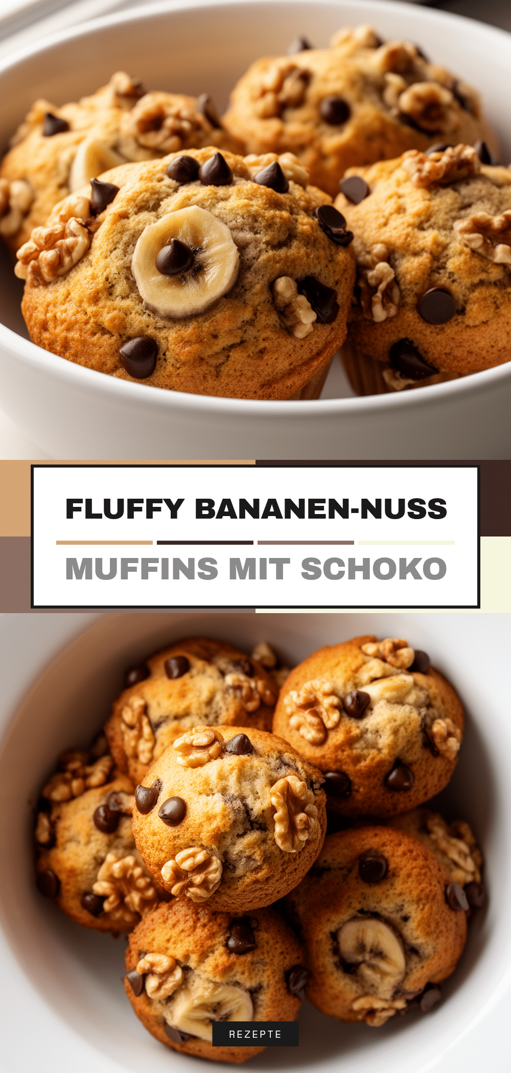 Fluffige Bananen-Nuss Muffins: 5 einfache Schokostückchen Rezepte 5 Bananen-Nuss Muffins recipe