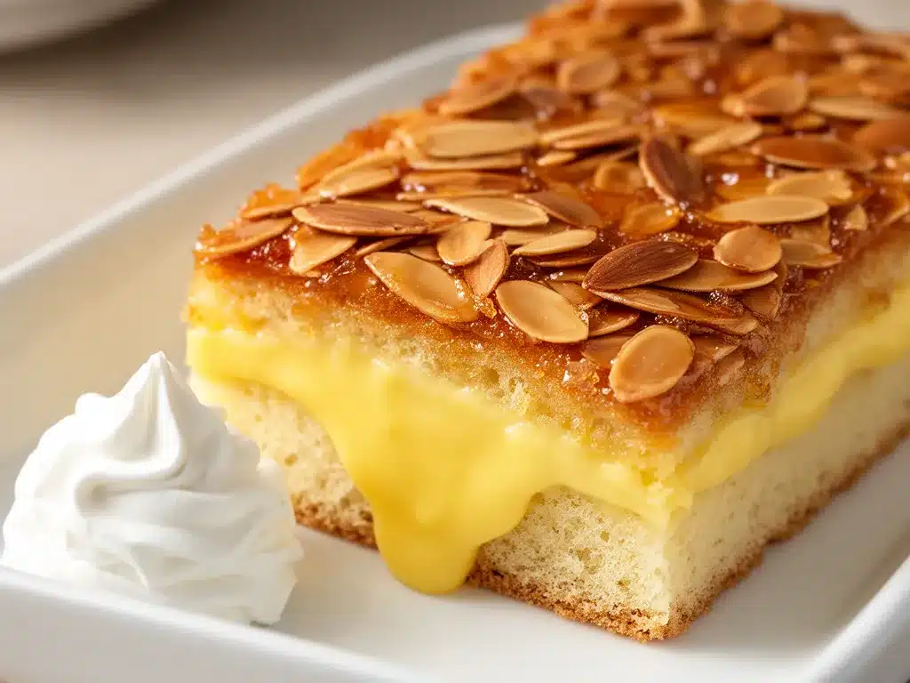 Bienenstich vom Blech: Cremige Vanillecreme in 30 Min 4 Bienenstich vom Blech preparation steps