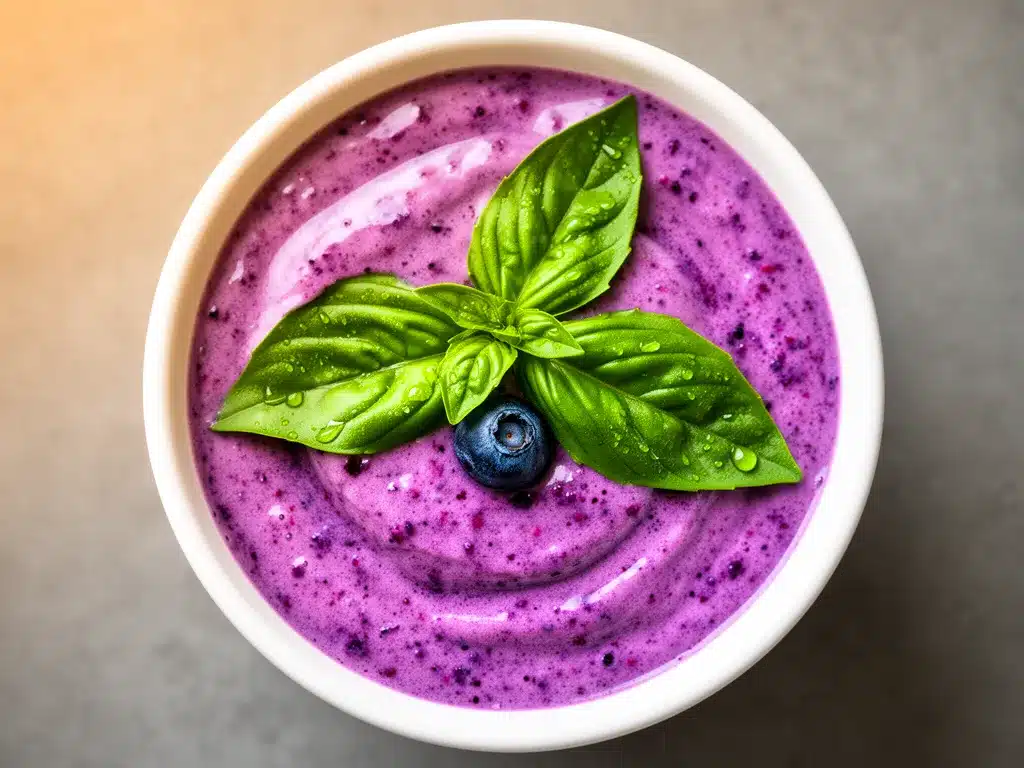 Blaubeer-Basilikum Smoothie: Einfach in 5 Min 4 Blaubeer-Basilikum Smoothie preparation steps