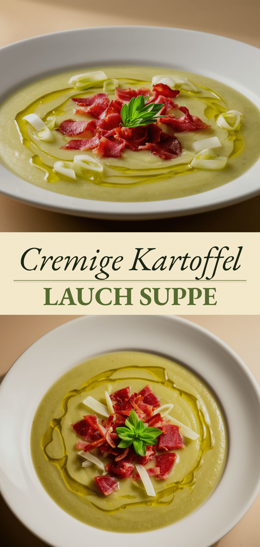 Cremige Kartoffel-Lauch Suppe mit knusprigem Speck: 5 Min. 5 Cremige Kartoffel-Lauch Suppe mit knusprigem Speck recipe