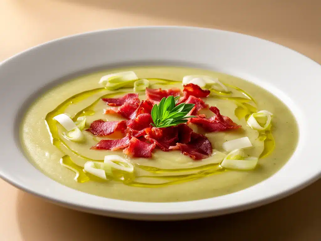 Cremige Kartoffel-Lauch Suppe mit knusprigem Speck - featured image
