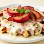 Cremige Käse-Sahne Waffeln mit Zimtapfel - featured image
