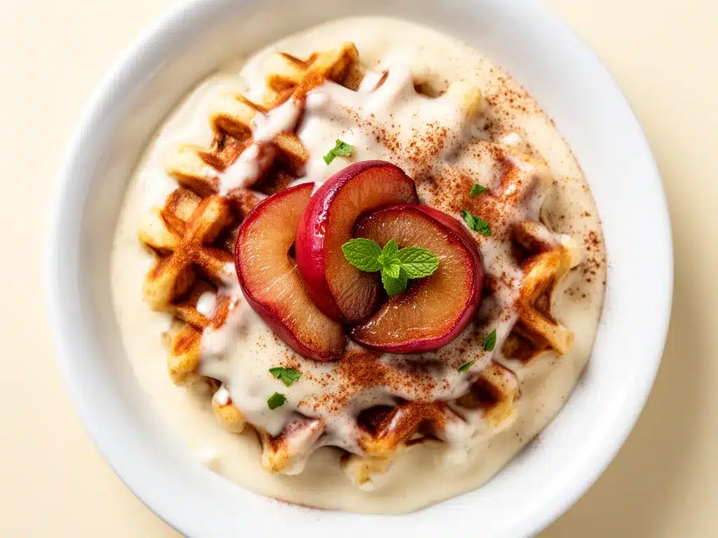 Cremige Käse-Sahne Waffeln mit Zimtapfel: 5 einfache Schritte 4 Cremige Käse-Sahne Waffeln mit Zimtapfel preparation steps