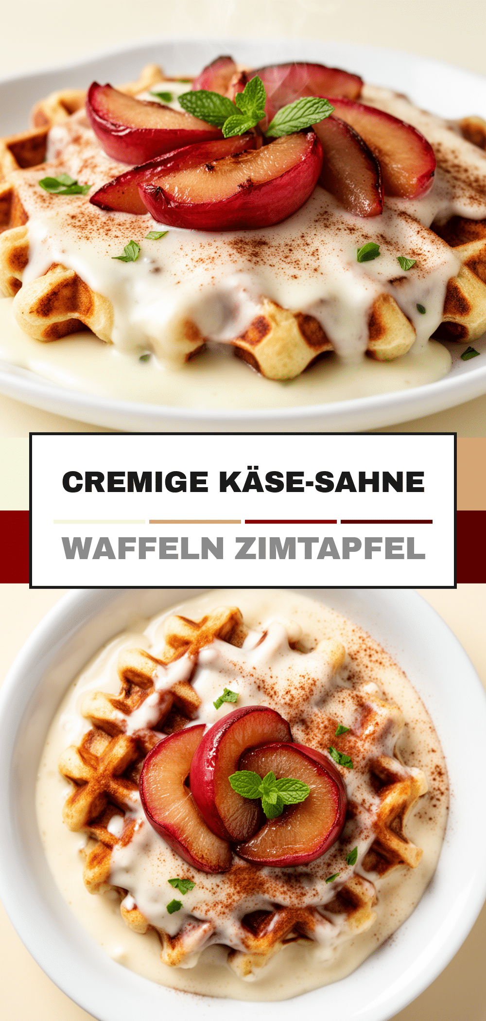 Cremige Käse-Sahne Waffeln mit Zimtapfel: 5 einfache Schritte 5 Cremige Käse-Sahne Waffeln mit Zimtapfel recipe
