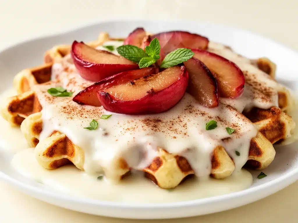 Cremige Käse-Sahne Waffeln mit Zimtapfel - featured image