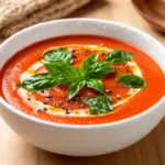 cremige Tomatensuppe mit Basilikum - featured image