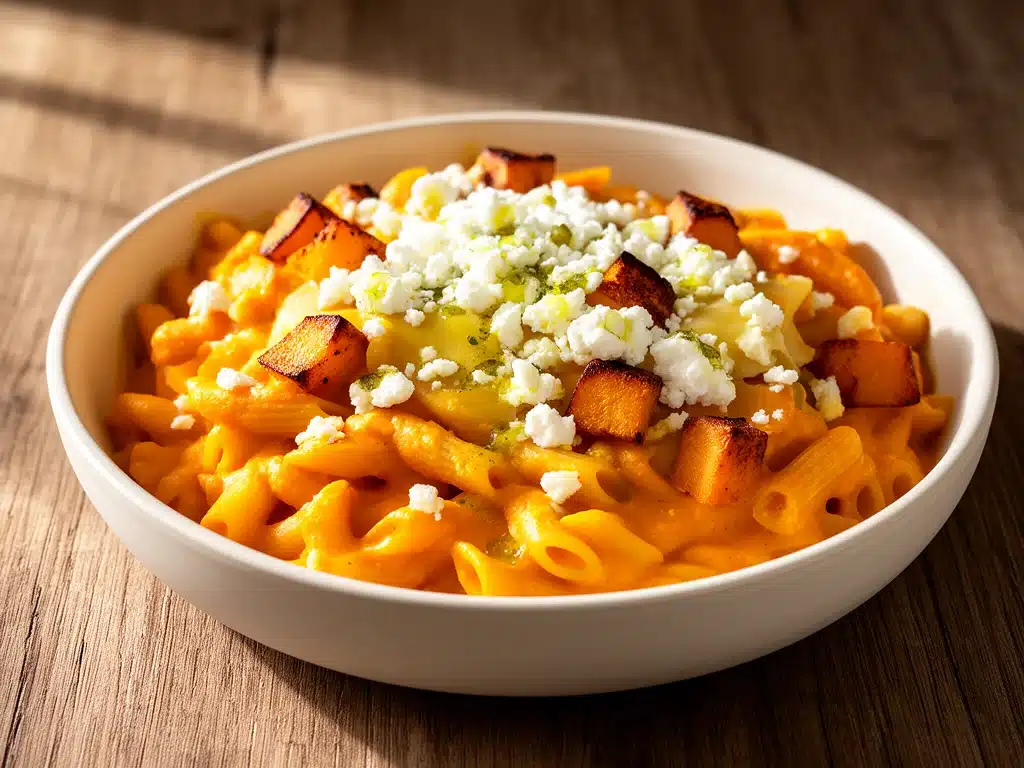 Cremiger Kürbis-Nudelauflauf mit Feta - featured image
