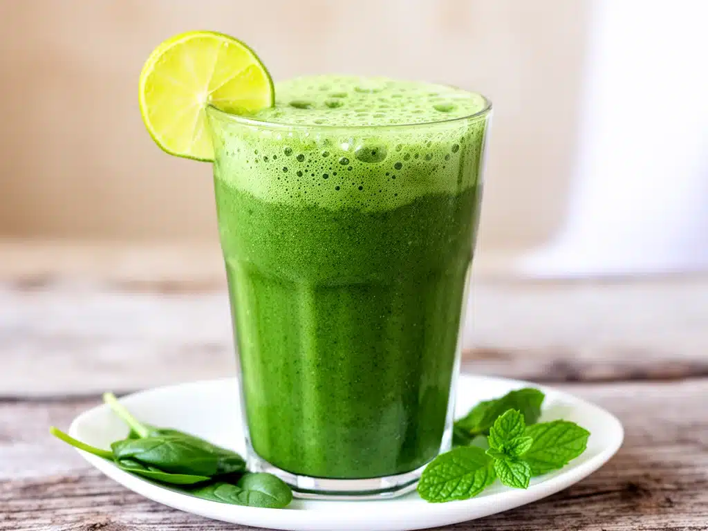 cremiger Matcha-Kokos Smoothie mit Spinat - featured image