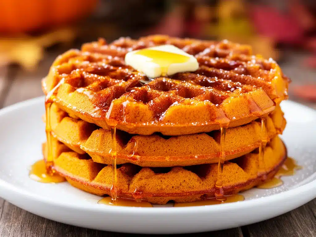 Erntedankfest Kürbis-Waffeln mit Ahornsirup - featured image