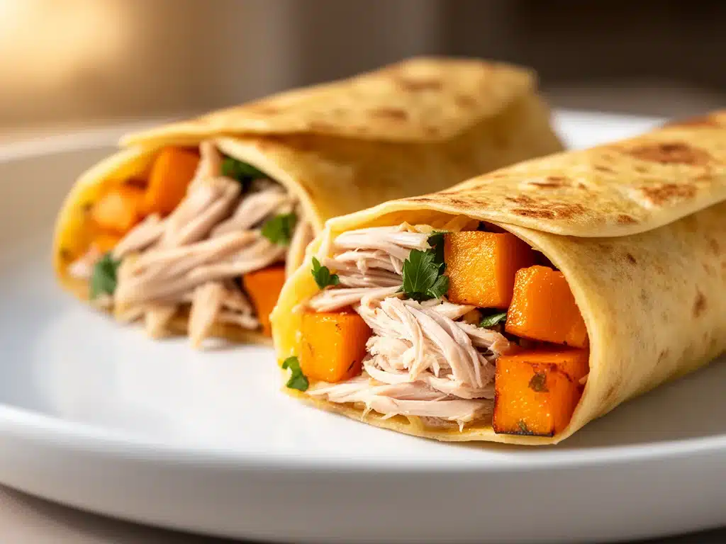 Erntedankfest Kürbis-Wraps mit Hähnchen - featured image