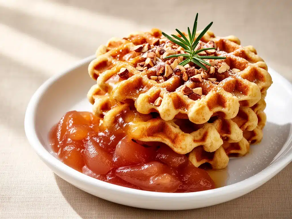 Haselnuss-Waffeln mit Birnenkompott - featured image