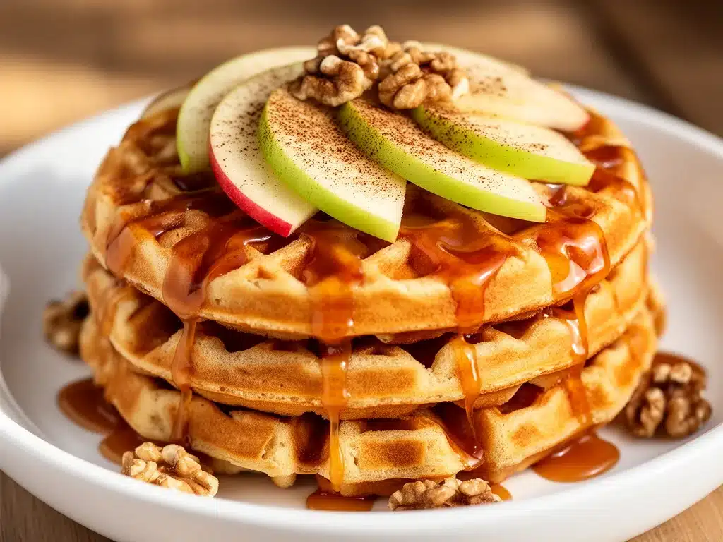 Knusprige Apfel-Zimt Waffeln mit Karamell - featured image