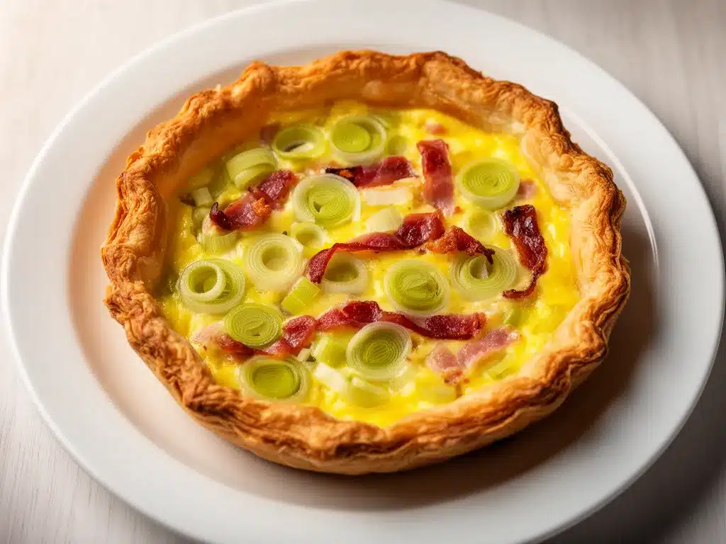 Knusprige Blätterteig-Quiche mit Lauch & Speck: 5 einfache Schritte 4 Knusprige Blätterteig-Quiche mit Lauch & Speck preparation steps
