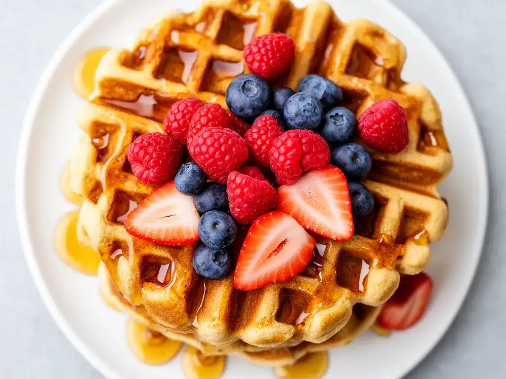 Fluffige Vegane Waffeln: 5 Min. Rezept mit Beeren 4 vegane Waffeln preparation steps