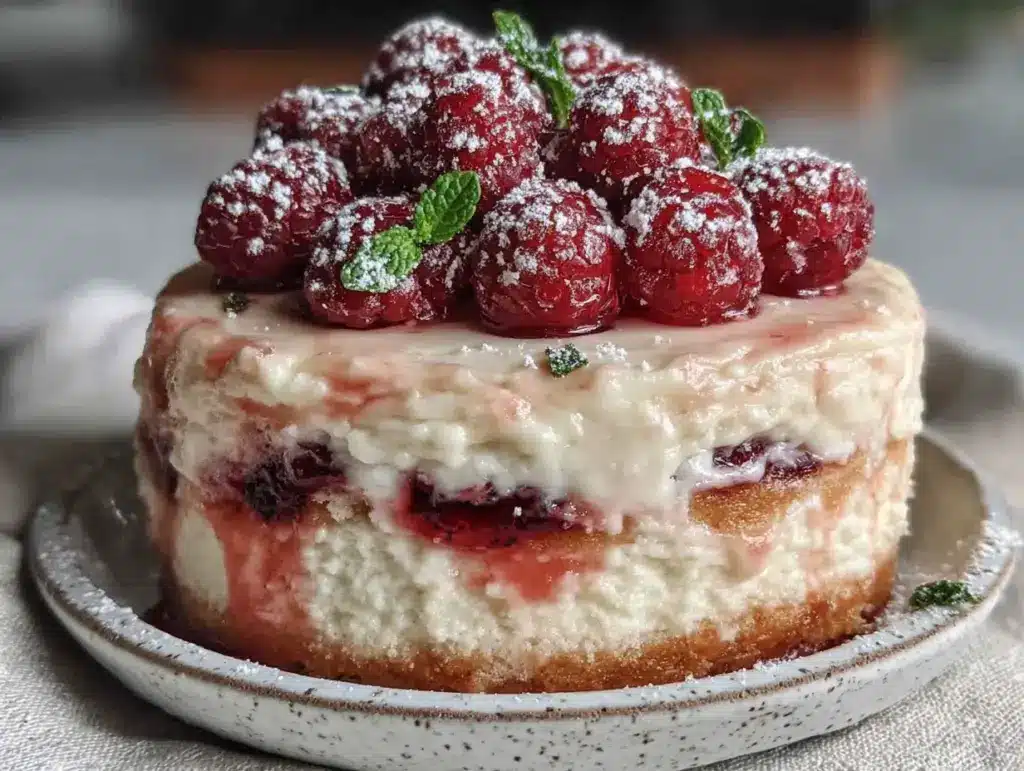 cremige Himbeer-Joghurt-Torte ohne Gelatine - featured image