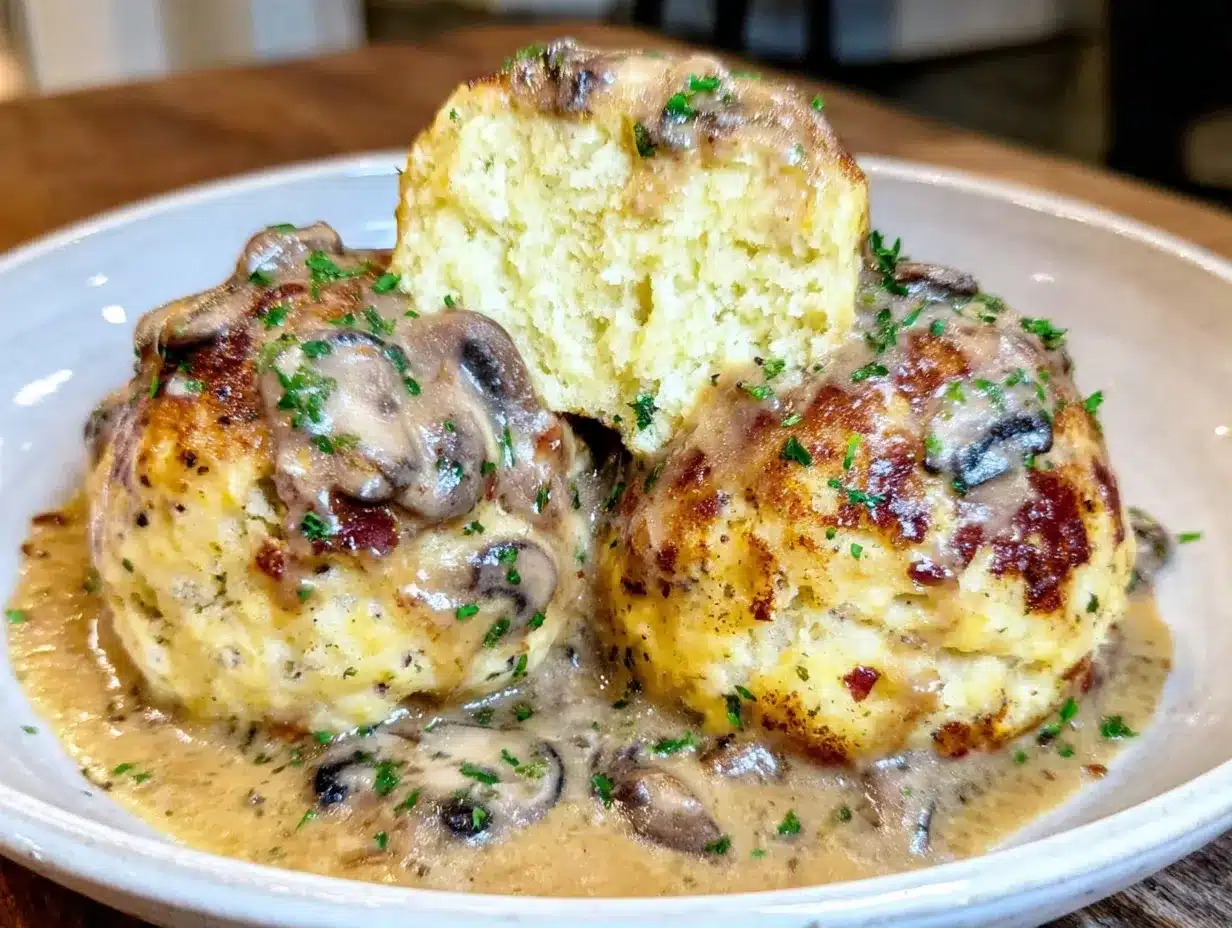 Semmelknödel: Die perfekte bayerische Tradition der Oma 4 traditionelle bayerische Semmelknödel mit Pilzrahmsoße preparation steps